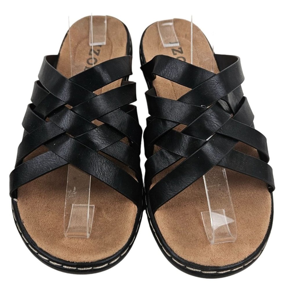 Izod Shoes Womens 6M Black Strappy Slip On Sandals Slaight Casual Comfort - Picture 2 of 10